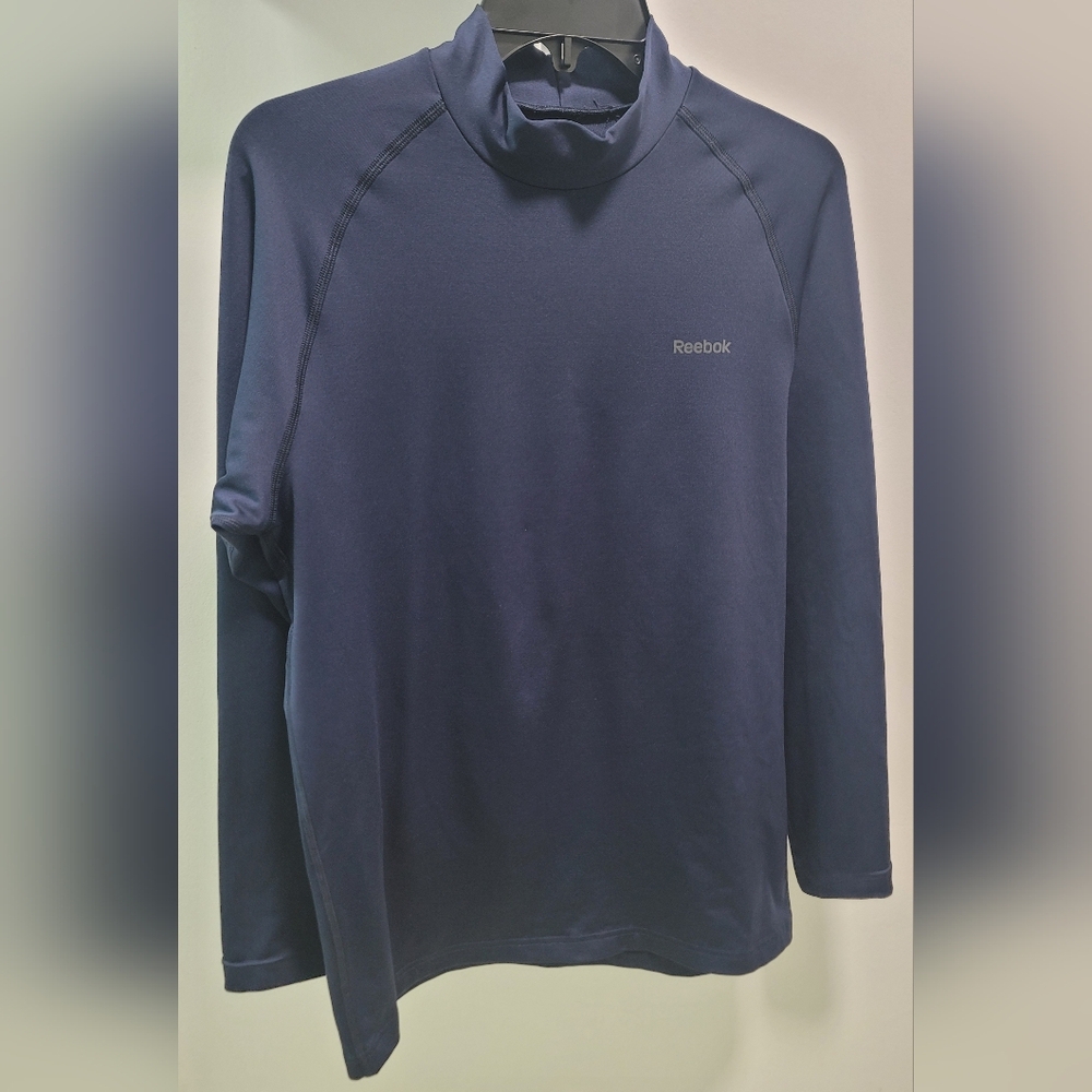 Men's Reebok Long Sleeve Athletic Top Size Large Navy Blue With Logo